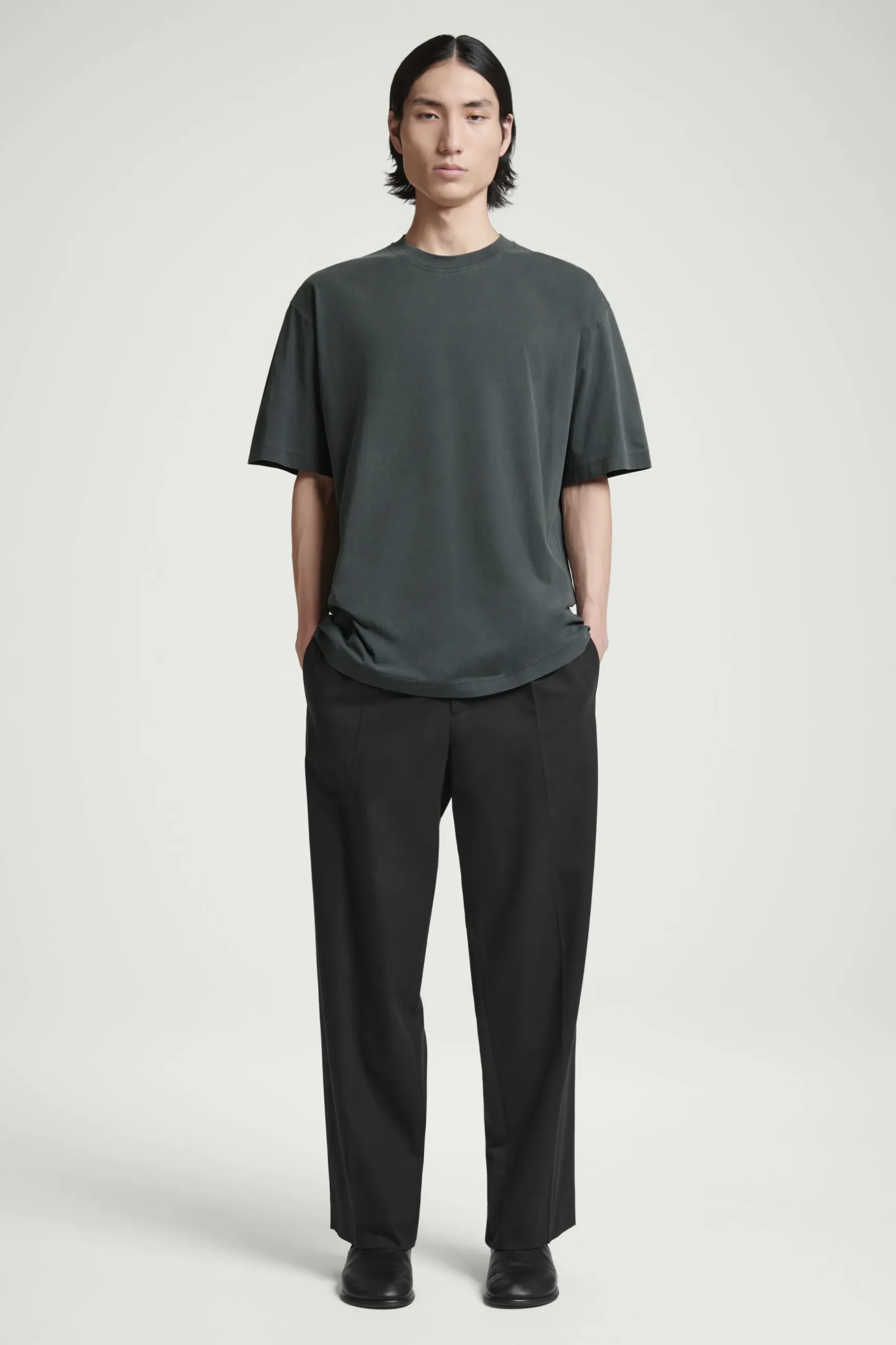 New COS BAWEŁNIANY T-SHIRT OVERSIZE Czarny