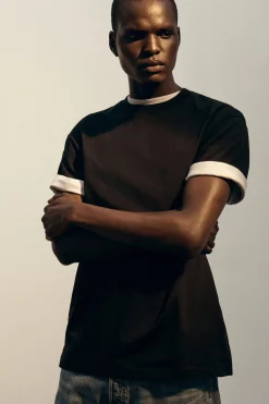 Clearance COS BAWEŁNIANY T-SHIRT OVERSIZE Czarny