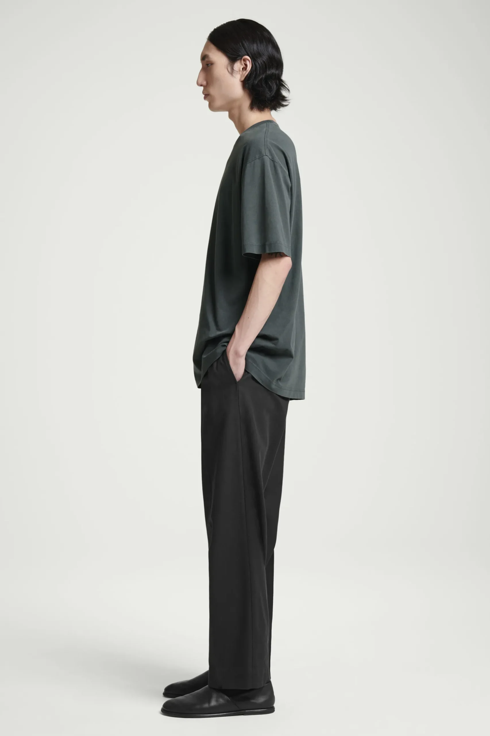 New COS BAWEŁNIANY T-SHIRT OVERSIZE Czarny