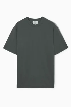 New COS BAWEŁNIANY T-SHIRT OVERSIZE Czarny