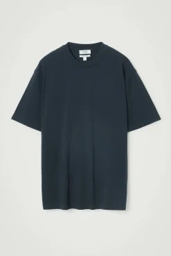 Best COS BAWEŁNIANY T-SHIRT OVERSIZE Granatowy