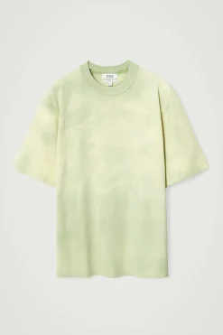 Best COS BAWEŁNIANY T-SHIRT OVERSIZE Z EFEKTEM ACID WASH Jasnozielony