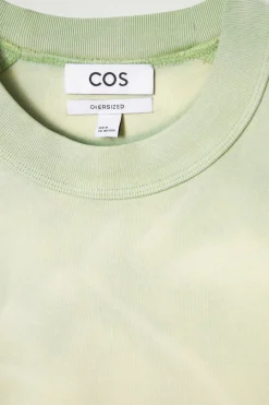 Best COS BAWEŁNIANY T-SHIRT OVERSIZE Z EFEKTEM ACID WASH Jasnozielony