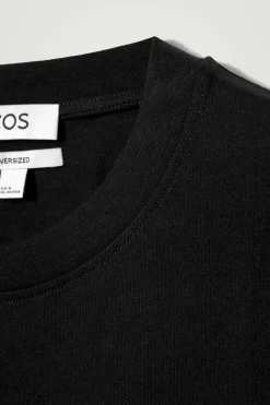 Clearance COS BAWEŁNIANY T-SHIRT OVERSIZE Czarny