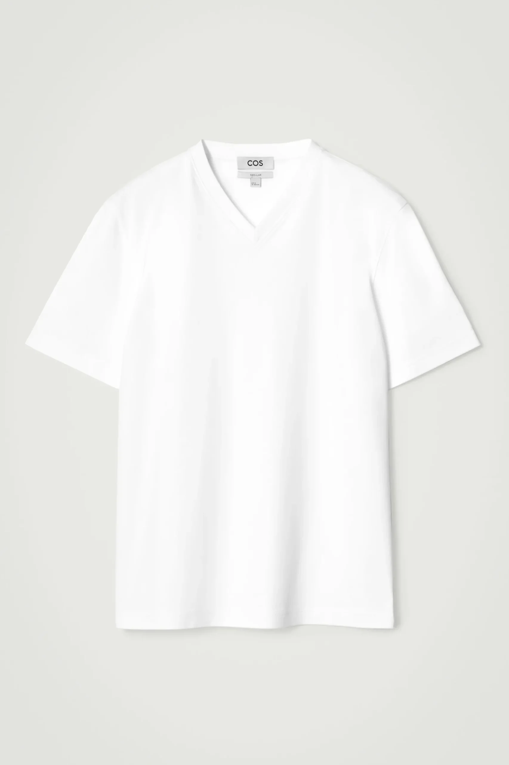 Best COS BAWEŁNIANY T-SHIRT Z DEKOLTEM W KSZTAŁCIE LITERY V Biały