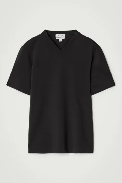 Best COS BAWEŁNIANY T-SHIRT Z DEKOLTEM W KSZTAŁCIE LITERY V Czarny