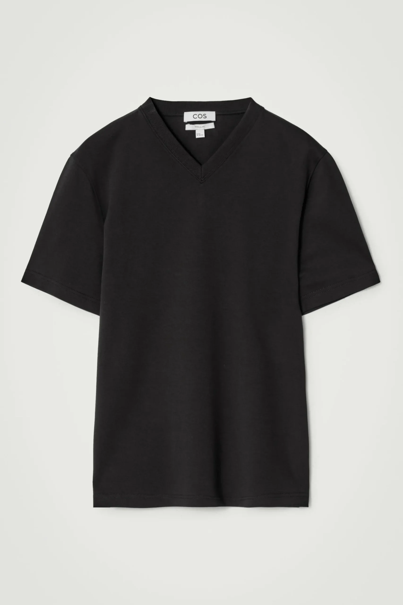 Best COS BAWEŁNIANY T-SHIRT Z DEKOLTEM W KSZTAŁCIE LITERY V Czarny