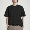 Best COS BAWEŁNIANY T-SHIRT Z OKRĄGŁYM DEKOLTEM Czarny