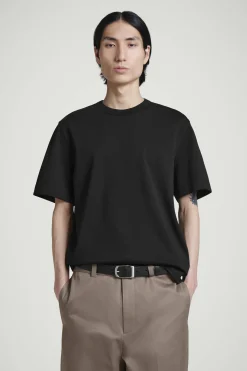 Best COS BAWEŁNIANY T-SHIRT Z OKRĄGŁYM DEKOLTEM Czarny