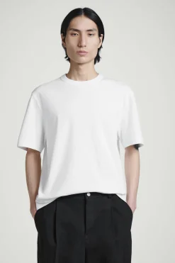New COS BAWEŁNIANY T-SHIRT Z OKRĄGŁYM DEKOLTEM Biały