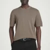 Outlet COS BAWEŁNIANY T-SHIRT Z OKRĄGŁYM DEKOLTEM Ciemnyszarobrązowy