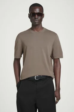 Outlet COS BAWEŁNIANY T-SHIRT Z OKRĄGŁYM DEKOLTEM Ciemnyszarobrązowy