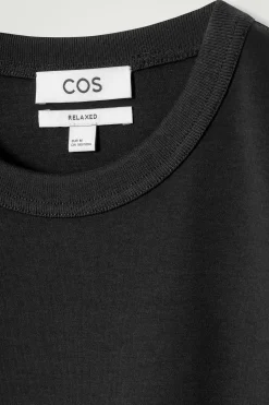 Best COS BAWEŁNIANY T-SHIRT Z OKRĄGŁYM DEKOLTEM Czarny