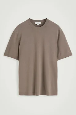 Outlet COS BAWEŁNIANY T-SHIRT Z OKRĄGŁYM DEKOLTEM Ciemnyszarobrązowy