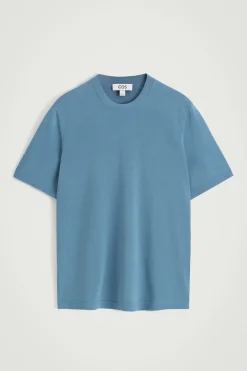 Online COS BAWEŁNIANY T-SHIRT Z OKRĄGŁYM DEKOLTEM Niebieski