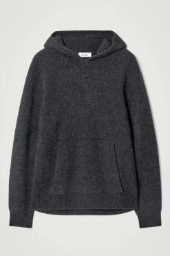 Outlet COS BLUZA Z KAPTUREM Z GOTOWANEGO KASZMIRU Ciemnoszarymelanż