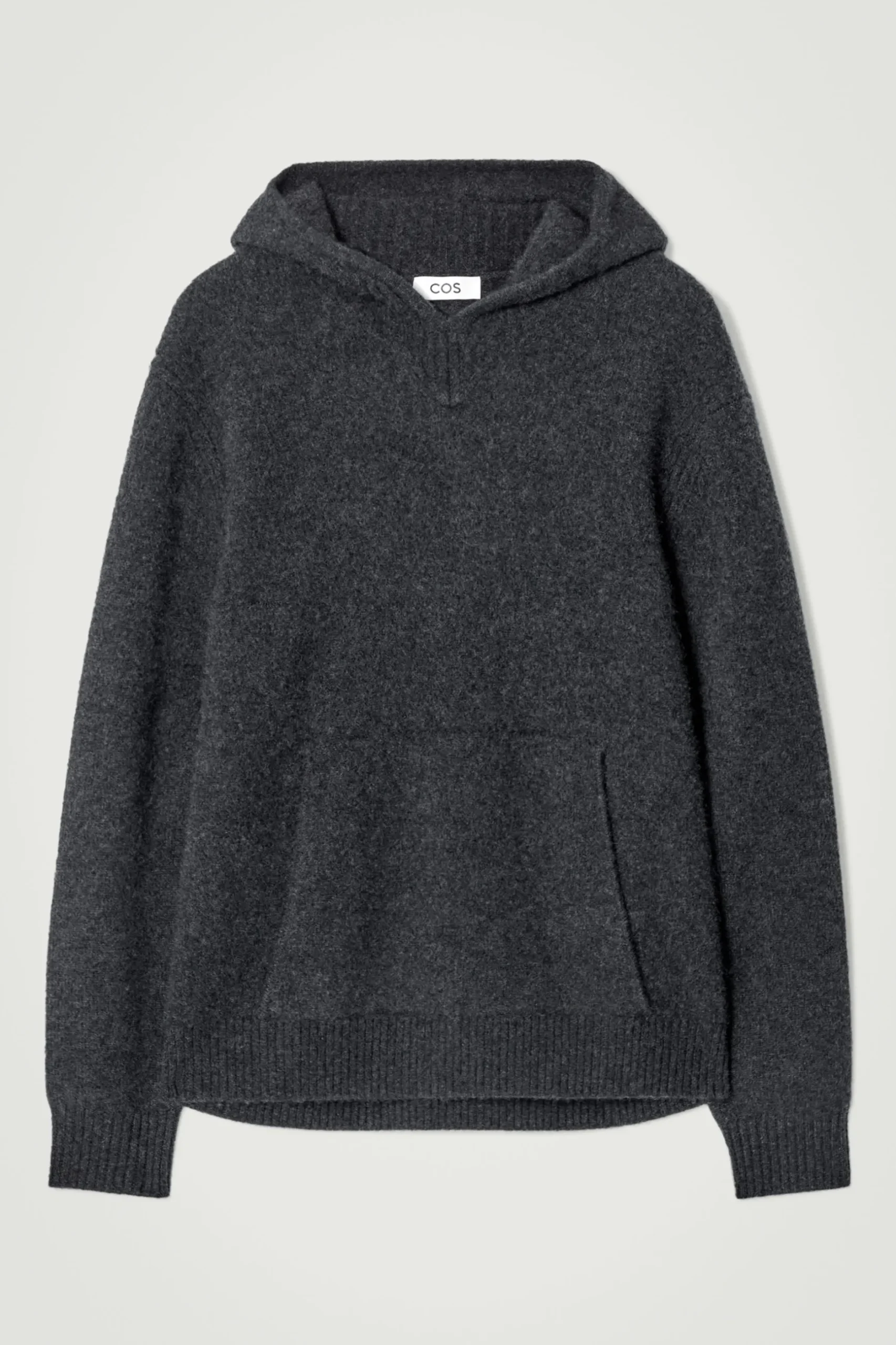 Outlet COS BLUZA Z KAPTUREM Z GOTOWANEGO KASZMIRU Ciemnoszarymelanż