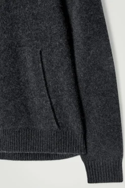 Outlet COS BLUZA Z KAPTUREM Z GOTOWANEGO KASZMIRU Ciemnoszarymelanż