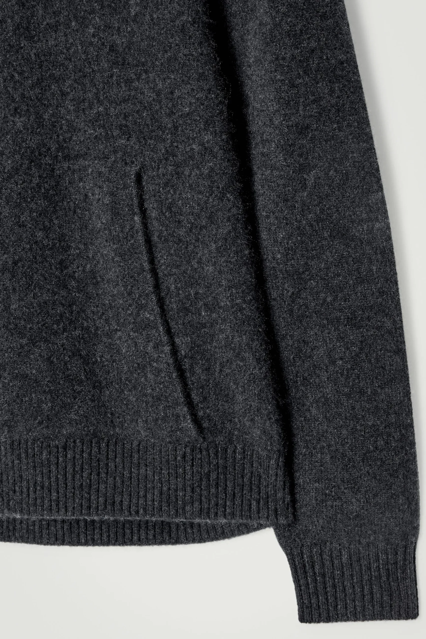 Outlet COS BLUZA Z KAPTUREM Z GOTOWANEGO KASZMIRU Ciemnoszarymelanż