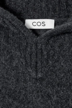 Outlet COS BLUZA Z KAPTUREM Z GOTOWANEGO KASZMIRU Ciemnoszarymelanż