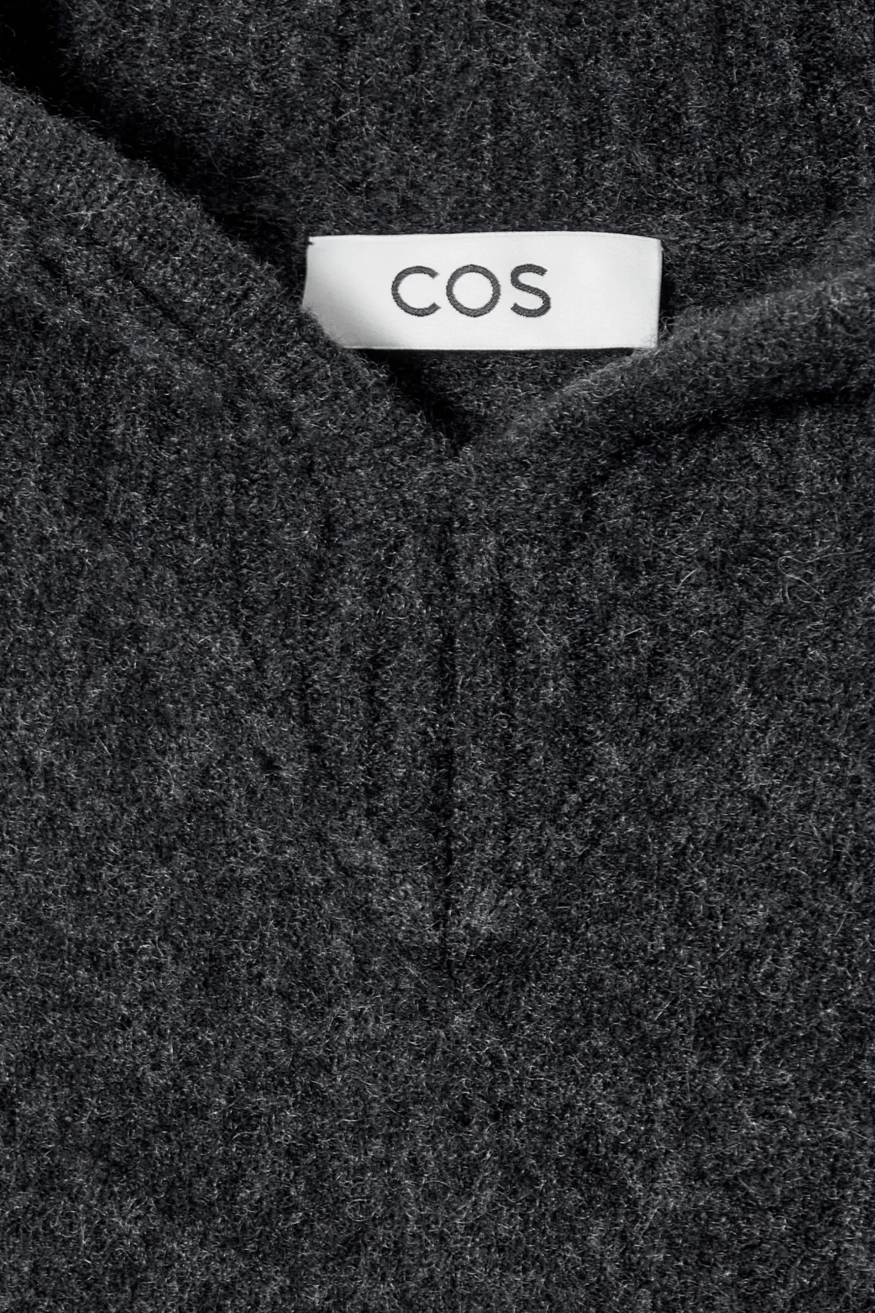 Outlet COS BLUZA Z KAPTUREM Z GOTOWANEGO KASZMIRU Ciemnoszarymelanż