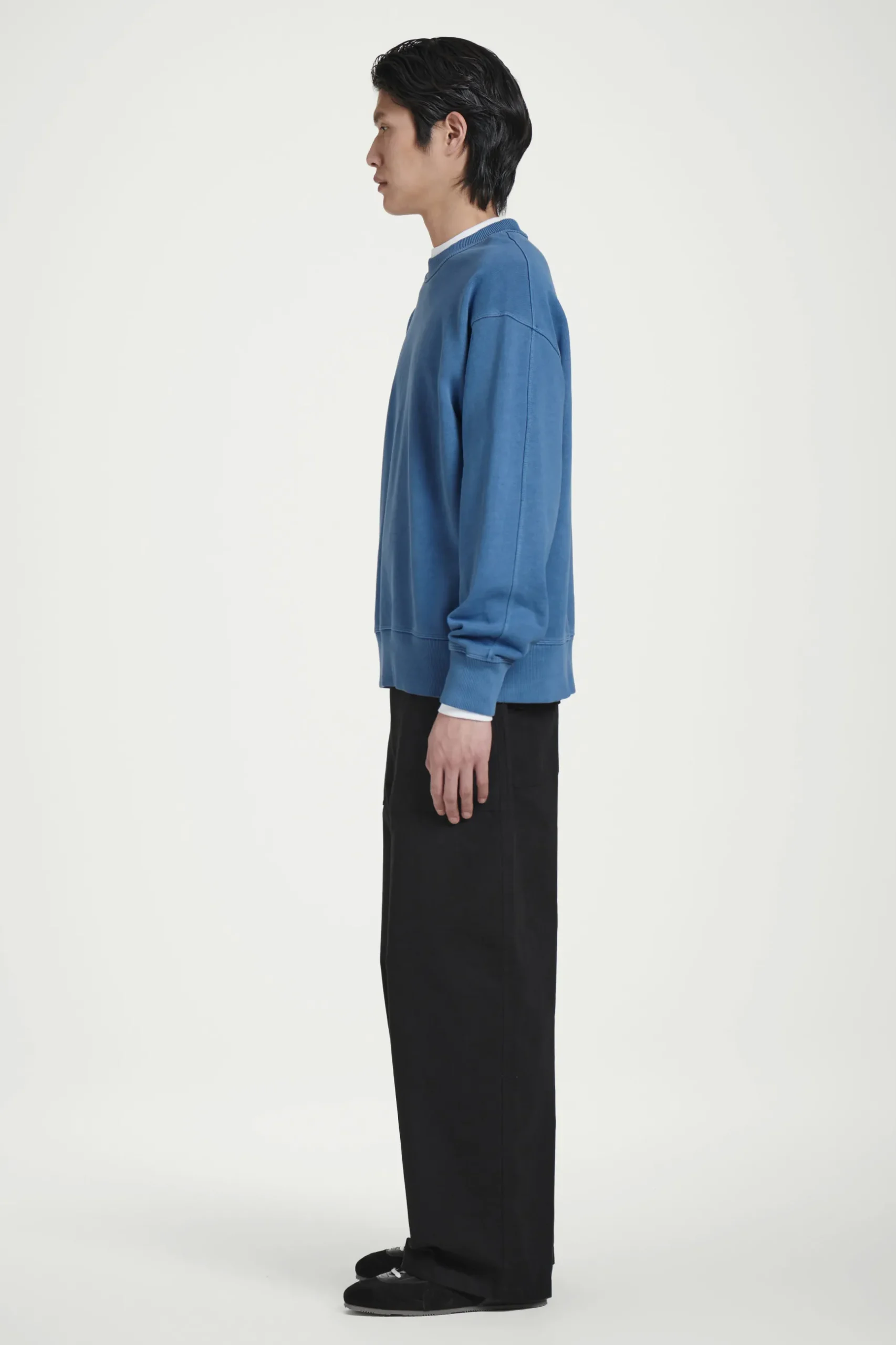 Discount COS BLUZA ZE SPRANEJ BAWEŁNY – RELAXED FIT Niebieski