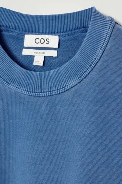 Discount COS BLUZA ZE SPRANEJ BAWEŁNY – RELAXED FIT Niebieski