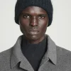 New COS CZAPKA BEANIE Z PRĄŻKOWANEJ DZIANINY Z MOHEREM Czarny