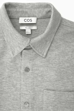 Discount COS DŻERSEJOWA KOSZULA Z KRÓTKIM RĘKAWEM – RELAXED FIT Grey