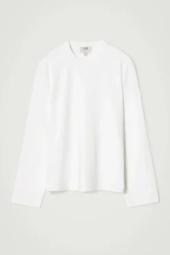 Online COS DŻERSEJOWY T-SHIRT Z DŁUGIM RĘKAWEM – RELAXED FIT Biały