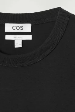 New COS DŻERSEJOWY T-SHIRT Z DŁUGIM RĘKAWEM – RELAXED FIT Czarny