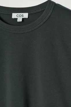 New COS DŻERSEJOWY T-SHIRT Z DŁUGIM RĘKAWEM – RELAXED FIT Ciemnozielony