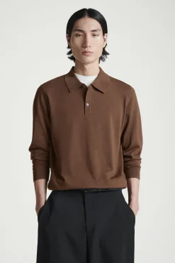 Sale COS DOPASOWANA KOSZULKA POLO Z WEŁNY MERINO Brązowy