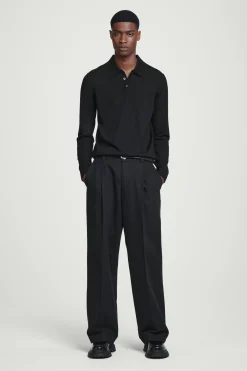 New COS DOPASOWANA KOSZULKA POLO Z WEŁNY MERINO Czarny