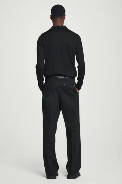 New COS DOPASOWANA KOSZULKA POLO Z WEŁNY MERINO Czarny