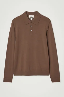 Sale COS DOPASOWANA KOSZULKA POLO Z WEŁNY MERINO Brązowy
