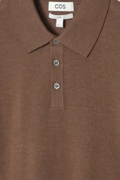 Sale COS DOPASOWANA KOSZULKA POLO Z WEŁNY MERINO Brązowy