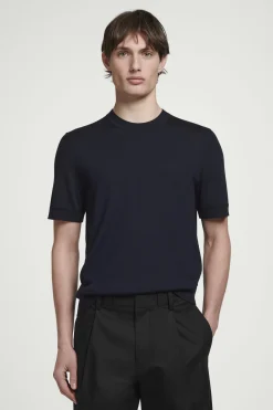 Best COS DOPASOWANY T-SHIRT Z WEŁNY MERINO Granatowy
