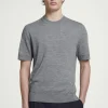 Clearance COS DOPASOWANY T-SHIRT Z WEŁNY MERINO Szarymelanż