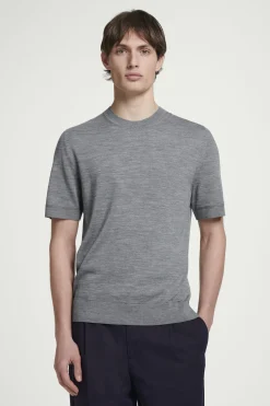 Clearance COS DOPASOWANY T-SHIRT Z WEŁNY MERINO Szarymelanż