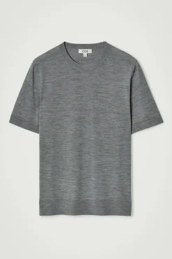 Clearance COS DOPASOWANY T-SHIRT Z WEŁNY MERINO Szarymelanż