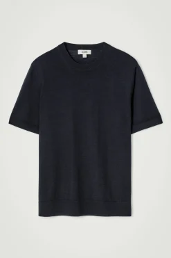 Best COS DOPASOWANY T-SHIRT Z WEŁNY MERINO Granatowy