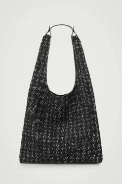 Discount COS DUŻA TORBA TYPU TOTE Z TKANINY ŻAKARDOWEJ Czarny