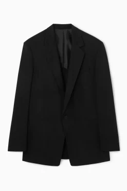 Sale COS DŁUGA JEDNORZĘDOWA MARYNARKA – RELAXED FIT Czarny