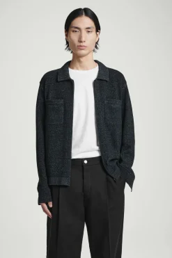 Fashion COS DWUKOLOROWA DZIANINOWA BOMBERKA – RELAXED FIT Niebieski