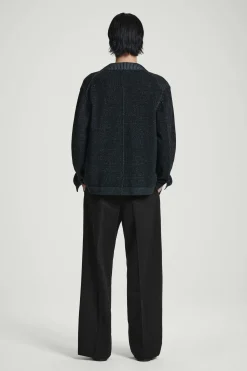 Fashion COS DWUKOLOROWA DZIANINOWA BOMBERKA – RELAXED FIT Niebieski