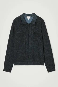 Fashion COS DWUKOLOROWA DZIANINOWA BOMBERKA – RELAXED FIT Niebieski