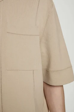 Discount COS DZIANINOWA KOSZULA Z BAWEŁNY Szarobrązowy