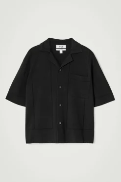 Outlet COS DZIANINOWA KOSZULA Z BAWEŁNY Czarny
