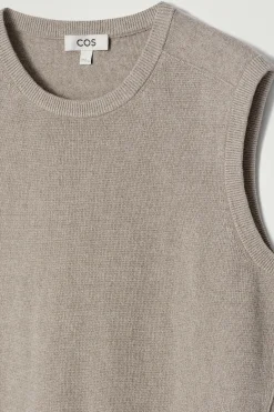 Outlet COS DZIANINOWA KOSZULKA BEZ RĘKAWÓW Z LNEM I BAWEŁNĄ Szarobrązowymelanż